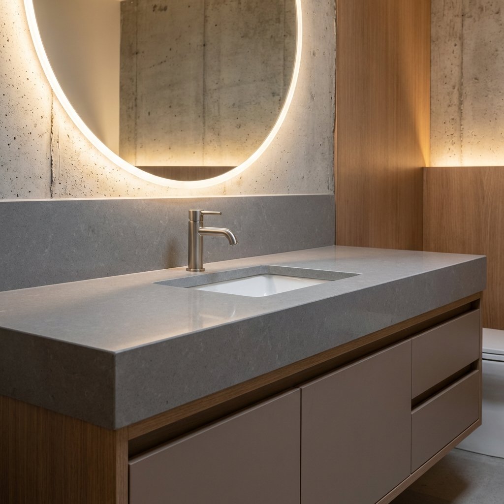 Custom vanity and stone countertop detail