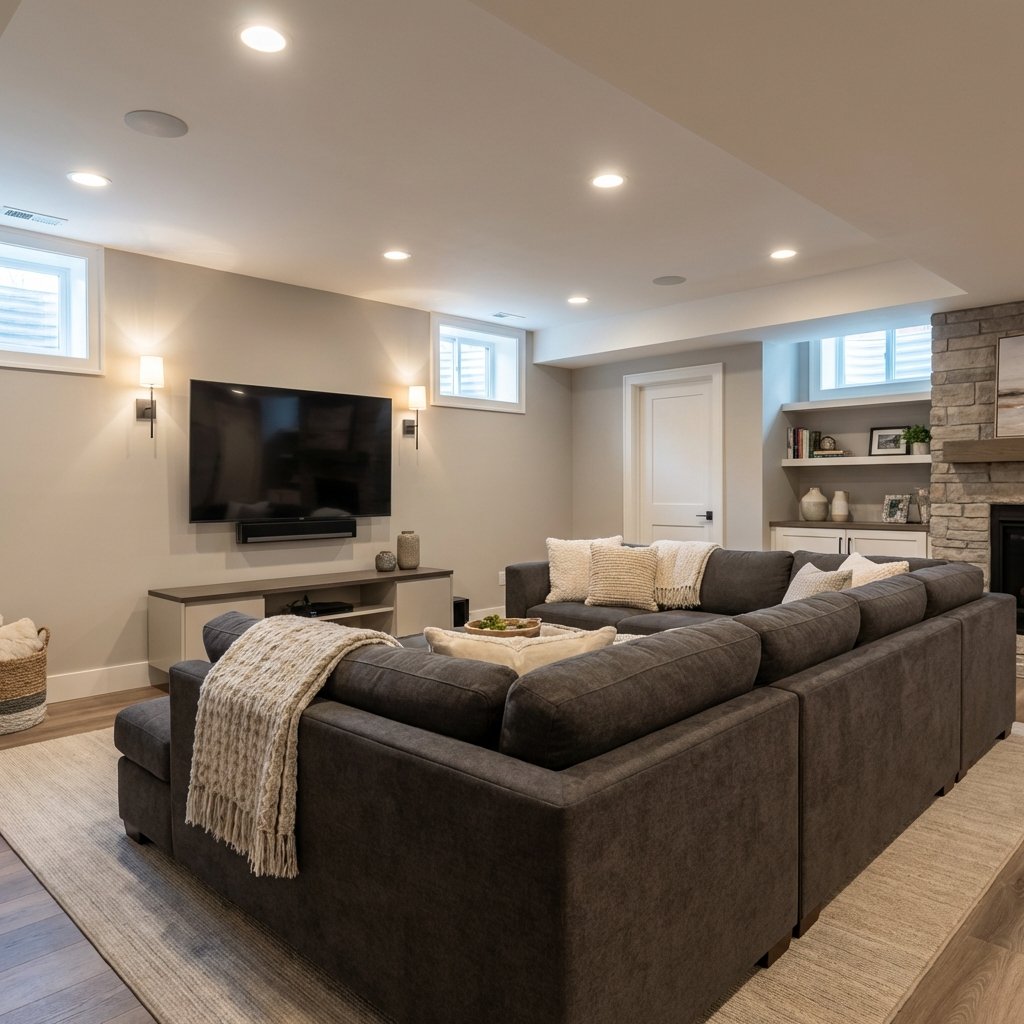 Modern family room with sectional
