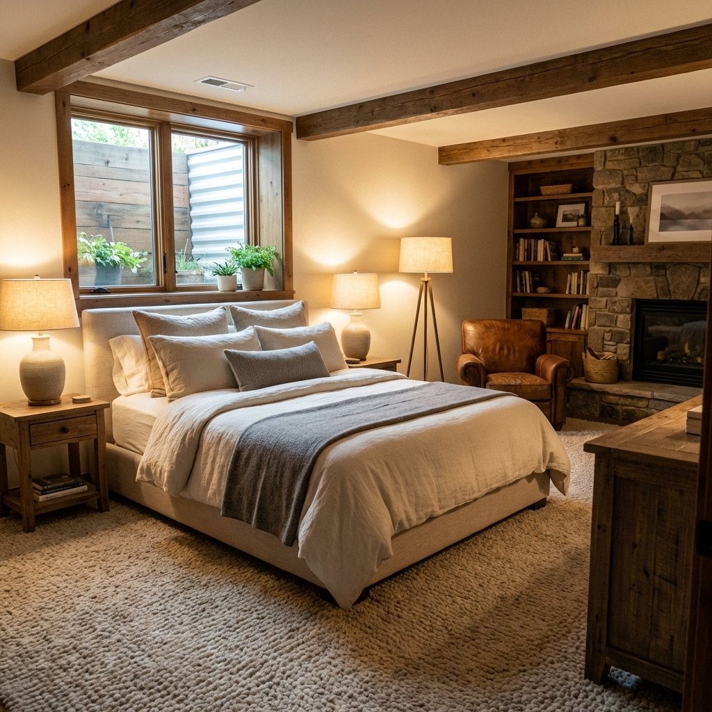 Cozy basement guest bedroom