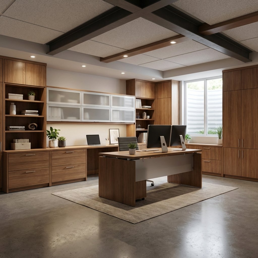 Office with extensive storage solutions